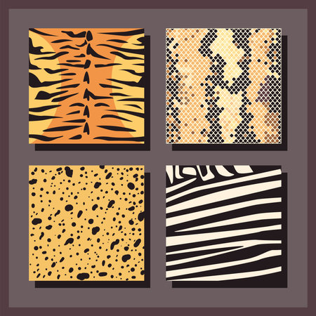animal print background set of icons frames design, Pattern wallpaper texture and skin theme Vector illustrationのイラスト素材