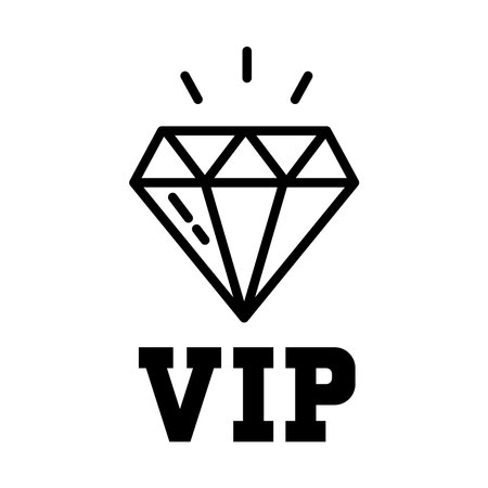 VIP diamond icon over white background, line style, vector illustrationのイラスト素材