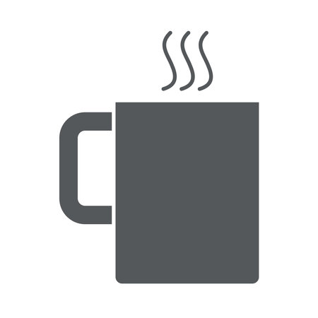 coffee mug icon over white background, silhouette style, vector illustrationのイラスト素材