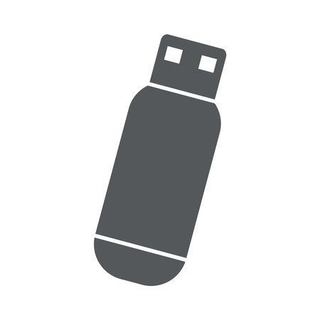usb flash drive icon over white background, silhouette style, vector illustrationのイラスト素材