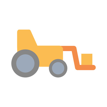 construction front loader truck icon over white background, flat style, vector illustration