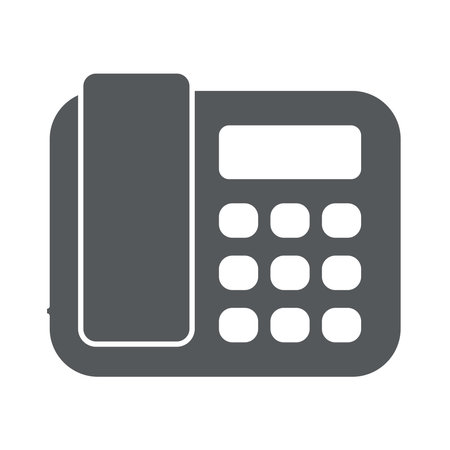 office phone icon over white background, silhouette style, vector illustrationのイラスト素材