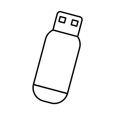 usb flash drive icon over white background, line style, vector illustrationのイラスト素材
