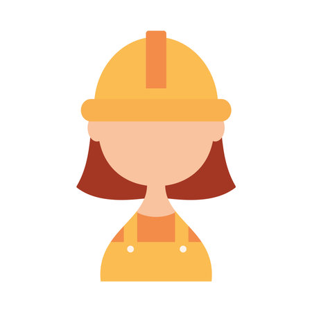woman builder icon over white background, flat style, vector illustrationのイラスト素材