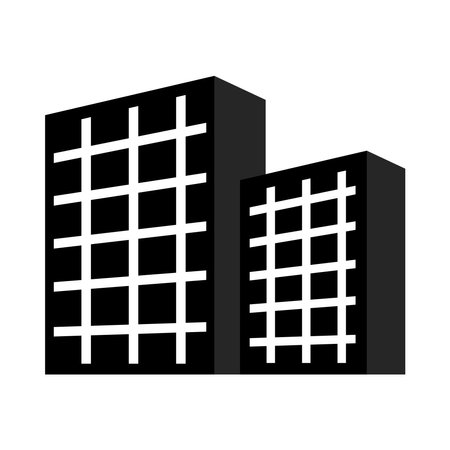 office building icon over white background, silhouette style, vector illustrationのイラスト素材