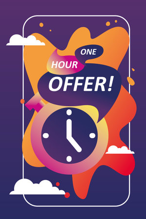 one hour offer in bubbles with chronometer design, sale offer shopping and discount theme Vector illustrationのイラスト素材
