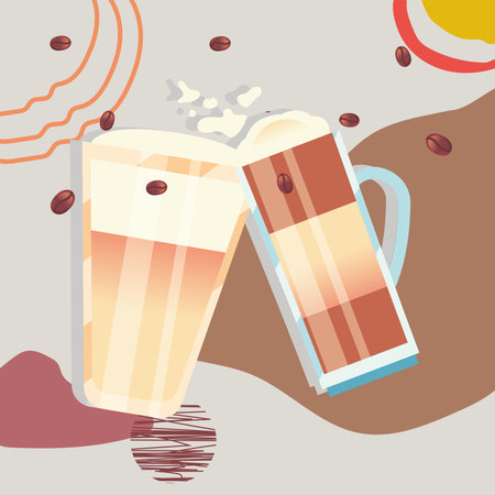 coffee glasses with beans design of drink caffeine breakfast and beverage theme Vector illustrationのイラスト素材