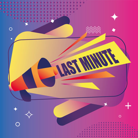 last minute offer banner with megaphone design, sale offer shopping and discount theme Vector illustrationのイラスト素材