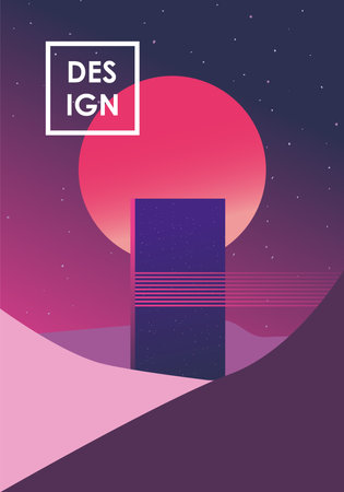 Abstract background design with sun and rectangle, Art and wallpaper theme Vector illustrationのイラスト素材