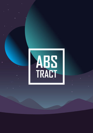 Abstract background design with planets and mountains, Art and wallpaper theme Vector illustrationのイラスト素材
