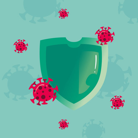 covid 19 virus shield design of 2019 ncov cov and coronavirus theme Vector illustrationのイラスト素材