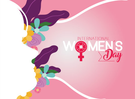 Womens day girl silhouette with flowers design of Woman empowerment theme Vector illustrationのイラスト素材
