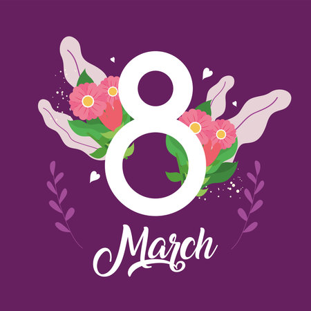 Womens day eight march with flowers design of Woman empowerment theme Vector illustration