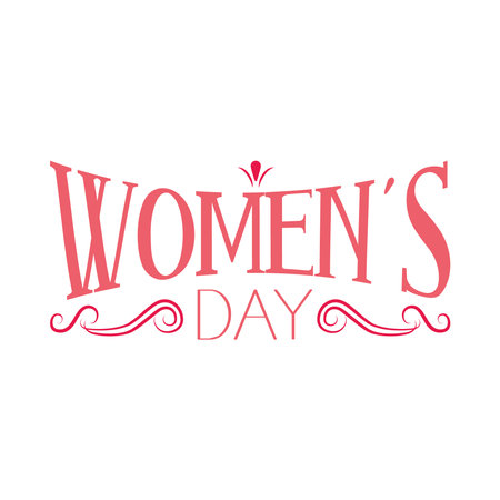 Lettering design of womens day with decorative swirls over white background, colorful design, vector illustrationのイラスト素材