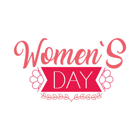 womens day lettering design with decorative ribbon over white background, colorful design, vector illustrationのイラスト素材