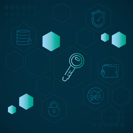 Cyber lock key and icons design of Password technology and protection online theme Vector illustrationのイラスト素材