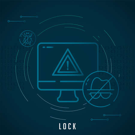 Cyber lock computer design of Security password technology and protection online theme Vector illustrationのイラスト素材