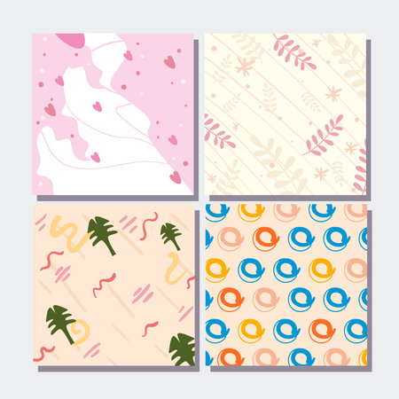Abstract pattern backgrounds frames set design, Art and wallpaper theme Vector illustration