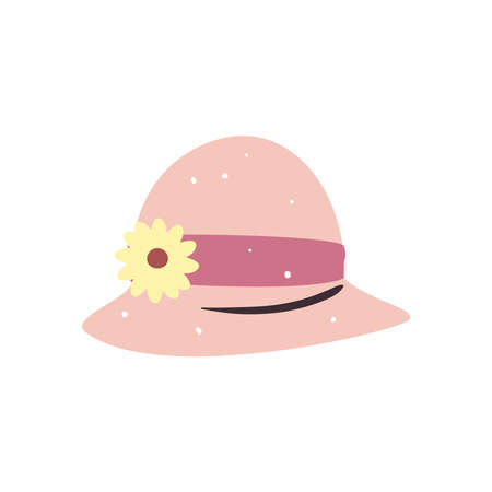 female hat with flower design, Cloth costume accessory wear and decoration theme Vector illustrationのイラスト素材