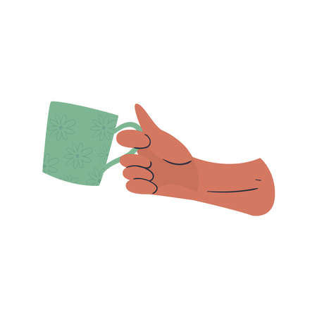 hand holding coffee mug design of drink caffeine breakfast and beverage theme Vector illustrationのイラスト素材