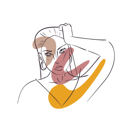 sexy woman cartoon touching hair design, Girl female person people human and social media theme Vector illustrationのイラスト素材