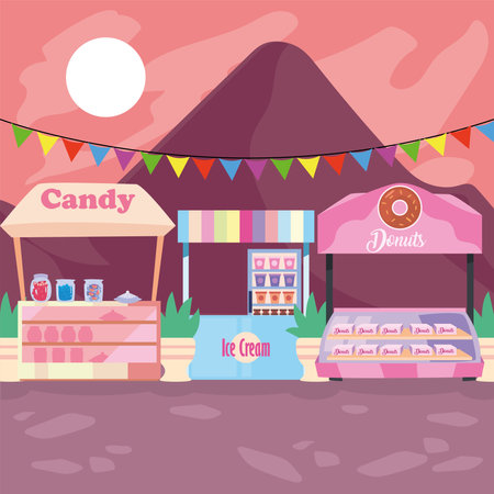 Candy ce cream and donuts markets design of shop retail store and buy theme Vector illustrationのイラスト素材