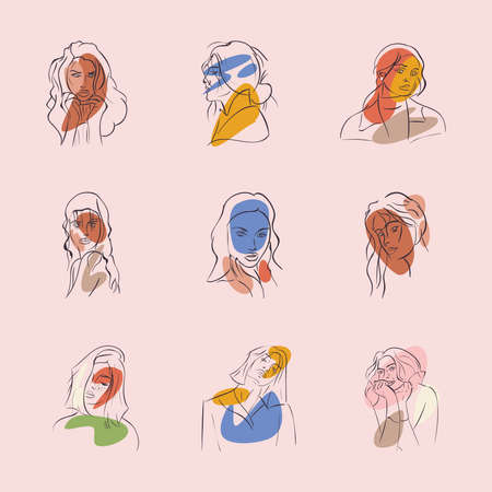 sexy women cartoons icon set design, Girl female person people human and social media theme Vector illustrationのイラスト素材