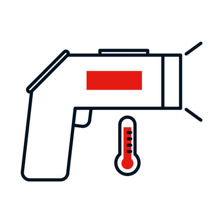 infrared thermometer icon over white background, colorful design, vector illustrationのイラスト素材