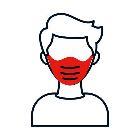 avatar man with medical mask icon over white background, colorful design, vector illustrationのイラスト素材