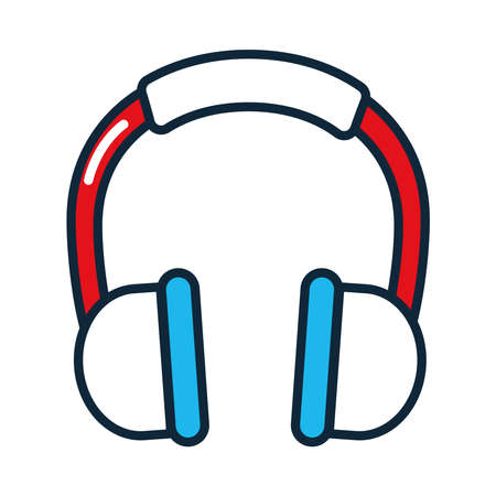 headphones icon over white background, line and fill style, vector illustrationのイラスト素材