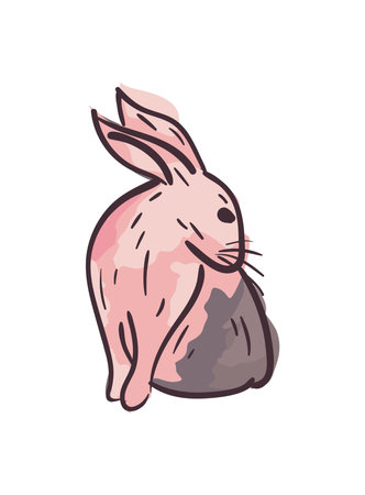 Cute white and gray rabbit painting design, Animal life nature and character theme Vector illustrationのイラスト素材