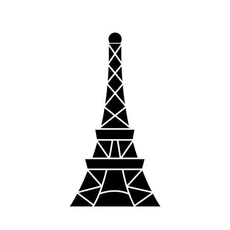 eiffel tower icon over white background, silhouette style, vector illustrationのイラスト素材
