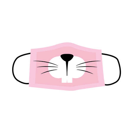 icon of face mask with rabbit mouth design over white background, vector illustrationのイラスト素材
