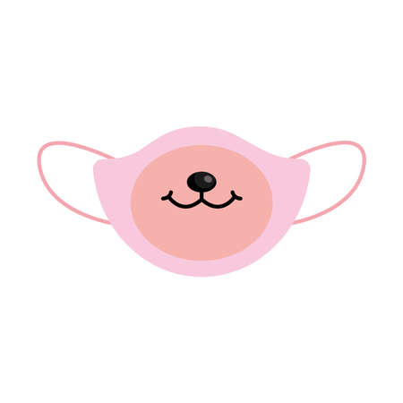 icon of face mask with bear mouth design over white background, vector illustrationのイラスト素材