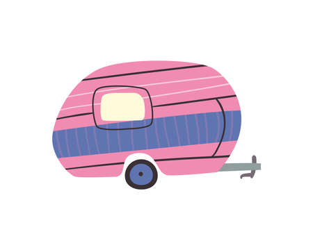 pink camper trailer design of caravan trip camp adventure transportation and travel theme Vector illustrationのイラスト素材