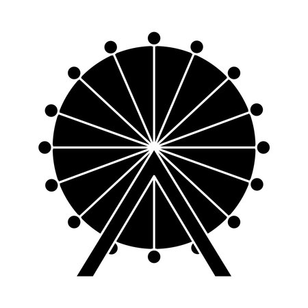 ferris wheel icon over white background, silhouette style, vector illustrationのイラスト素材