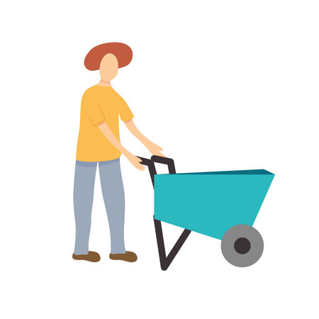 Farmer with wheelbarrow design, Agronomy lifestyle agriculture harvest and farming theme Vector illustrationのイラスト素材