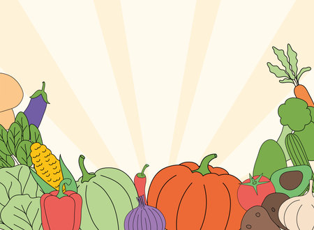 vegetables on striped background design, food organic and healthy theme Vector illustrationのイラスト素材