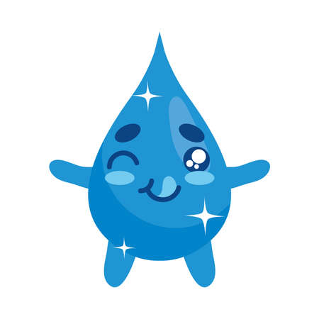 cartoon water drop icon over white background, colorful design, vector illustrationのイラスト素材