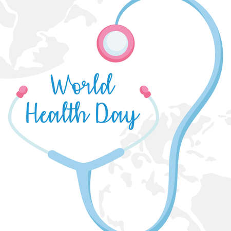 world health day design with stethoscope over white background, vector illustrationのイラスト素材