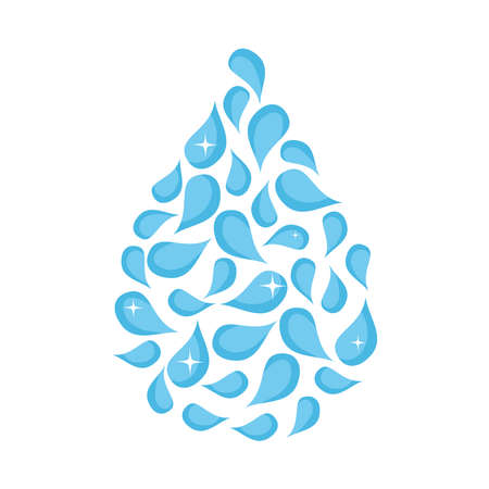small water drops in drop shape over white background, colorful design, vector illustrationのイラスト素材