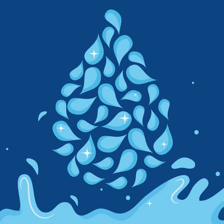 small water drops in water drop shape over blue background, colorful design, vector illustrationのイラスト素材