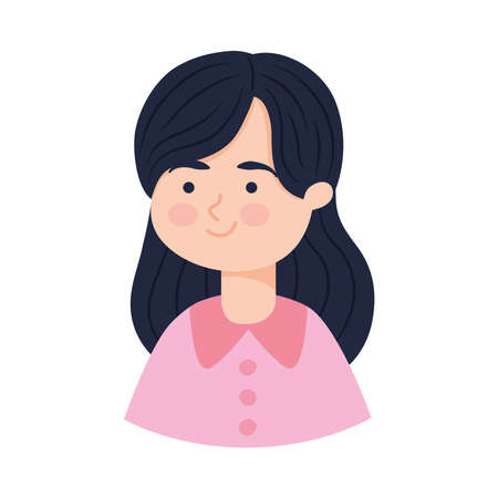 icon of cartoon woman wearing pink blouse over white background, colorful design, vector illustrationのイラスト素材
