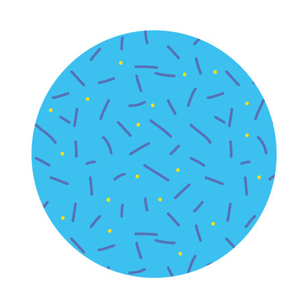 blue circle with memphis style lines and dots over white background, colorful design, vector...