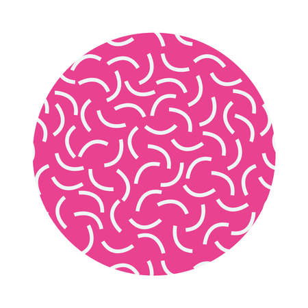 pink circle with memphis style design over white background, vector illustrationのイラスト素材