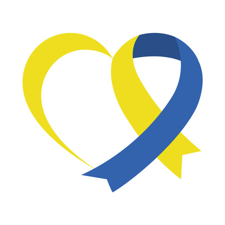 down syndrome day concept, icon of heart ribbon shape over white background, colorful design, vector illustrationのイラスト素材