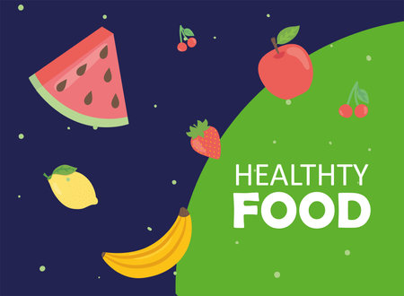 Healthy food fruits symbol collection design, organic eco bio and fresh theme Vector illustrationのイラスト素材