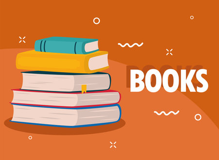 closed books on orange background design, Education literature and read theme Vector illustrationのイラスト素材