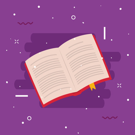 book on purple background design, Education literature and read theme Vector illustrationのイラスト素材