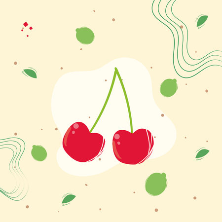 Cherry with lemons fruits design of healthy organic food theme Vector illustrationのイラスト素材